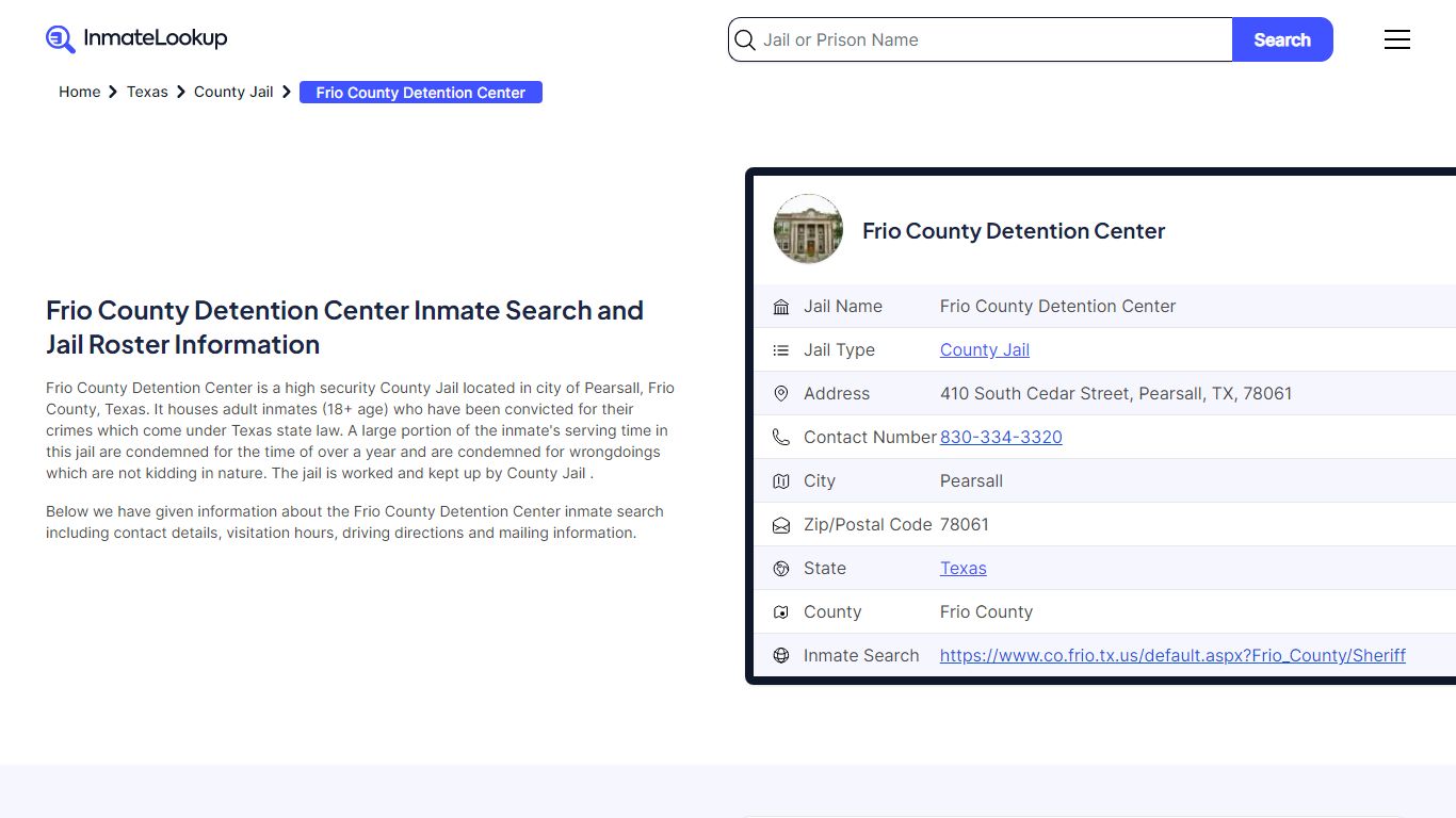 Frio County Detention Center Inmate Search, Jail Roster, Bookings ...